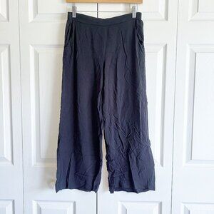 Mahina Hawaii Solid Black Pull On Wide Leg Pants Women's Size Small S